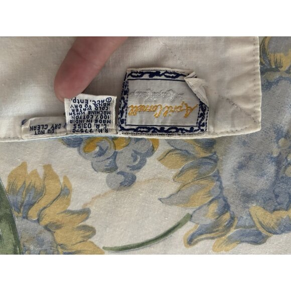 Vintage April Cornell Tablecloth Sunflower Yellow Blue Floral Cotton 48" X 49" - Picture 12 of 16